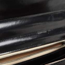 Delvaux Black Glossy Leather Brillant Sellier MM Top Handle Bag