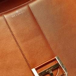 Delvaux Metallic Bronze Leather Brillant Sellier GM Top Handle Bag