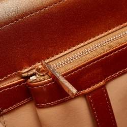Delvaux Metallic Bronze Leather Brillant Sellier GM Top Handle Bag