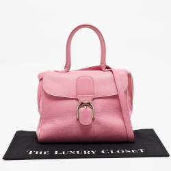 Pre Owned Delvaux Pink Leather Brilliant Sellier MM Top Handle Bag