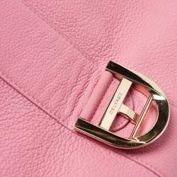 Pre Owned Delvaux Pink Leather Brilliant Sellier MM Top Handle Bag
