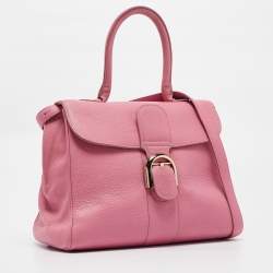 Pre Owned Delvaux Pink Leather Brilliant Sellier MM Top Handle Bag