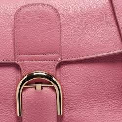 Pre Owned Delvaux Pink Leather Brilliant Sellier MM Top Handle Bag