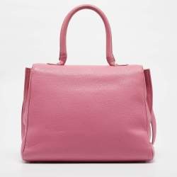 Pre Owned Delvaux Pink Leather Brilliant Sellier MM Top Handle Bag