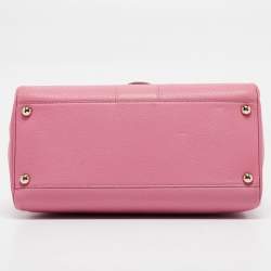 Pre Owned Delvaux Pink Leather Brilliant Sellier MM Top Handle Bag