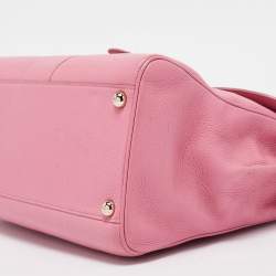 Pre Owned Delvaux Pink Leather Brilliant Sellier MM Top Handle Bag