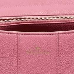 Pre Owned Delvaux Pink Leather Brilliant Sellier MM Top Handle Bag