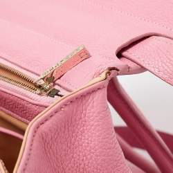 Pre Owned Delvaux Pink Leather Brilliant Sellier MM Top Handle Bag