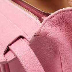 Pre Owned Delvaux Pink Leather Brilliant Sellier MM Top Handle Bag