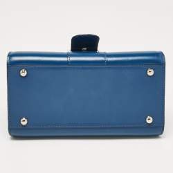 Pre Owned Delvaux Navy Blue Leather Mini Le Brillant Top Handle Bag