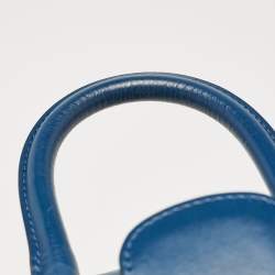 Pre Owned Delvaux Navy Blue Leather Mini Le Brillant Top Handle Bag