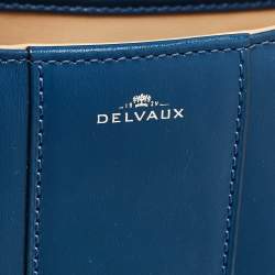Pre Owned Delvaux Navy Blue Leather Mini Le Brillant Top Handle Bag