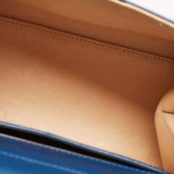 Pre Owned Delvaux Navy Blue Leather Mini Le Brillant Top Handle Bag