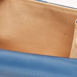 Pre Owned Delvaux Navy Blue Leather Mini Le Brillant Top Handle Bag