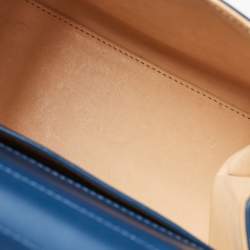 Pre Owned Delvaux Navy Blue Leather Mini Le Brillant Top Handle Bag