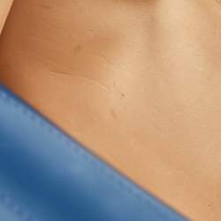 Pre Owned Delvaux Navy Blue Leather Mini Le Brillant Top Handle Bag