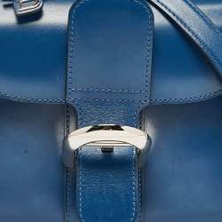 Pre Owned Delvaux Navy Blue Leather Mini Le Brillant Top Handle Bag