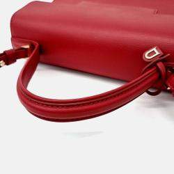 Pre Owned Delvaux Red Leather Tompet MM