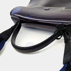 Pre Owned Delvaux Navy Blue Coated Canvas Dark Knight Tompet GM