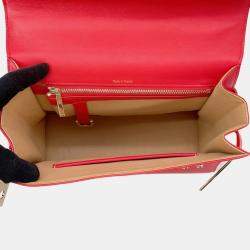 Pre Owned حقيبة ديلفو تيمبيتي جلد أحمر حجم ميديوم