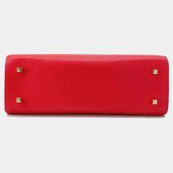 Pre Owned حقيبة ديلفو تيمبيتي جلد أحمر حجم ميديوم