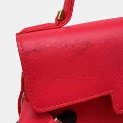 Pre Owned حقيبة ديلفو تيمبيتي جلد أحمر حجم ميديوم