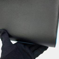 Pre Owned Delvaux Tempe 2Way Bag Black/Light Blue Leather Size GM