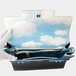 Pre Owned Delvaux Tempe 2Way Bag Black/Light Blue Leather Size GM