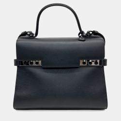 Pre Owned Delvaux Black Leather Tompet MM