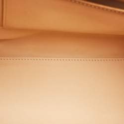 Pre Owned Delvaux Brown/Beige Leather and Raffia Brillant Top Handle Bag