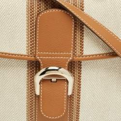 Pre Owned Delvaux Brown/Beige Leather and Raffia Brillant Top Handle Bag