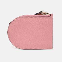 Pre Owned Delvaux Pink Leather Pin Coin and Card Wallet