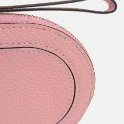 Pre Owned Delvaux Pink Leather Pin Coin and Card Wallet