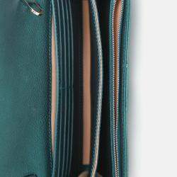 Pre Owned Delvaux Green Metallic Leather Brilliant Wallet On Chain SHW