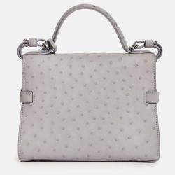 مملوكة مسبقًا Delvaux Purplish Grey Pstrich Leather Tempete PM with Strap