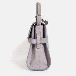 مملوكة مسبقًا Delvaux Purplish Grey Pstrich Leather Tempete PM with Strap