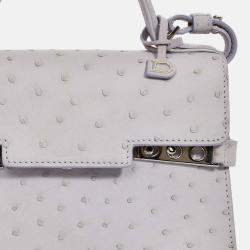 مملوكة مسبقًا Delvaux Purplish Grey Pstrich Leather Tempete PM with Strap
