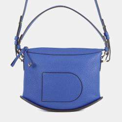 Pre Owned Delvaux Pan Swing 2Way Handbag Blue Leather