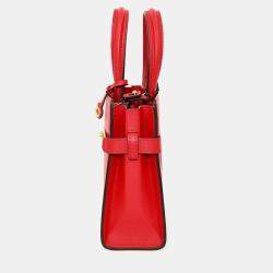 Pre Owned Delvaux Red Leather Tempete Crush PM Top Handle