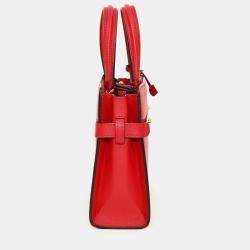 Pre Owned Delvaux Red Leather Tempete Crush PM Top Handle