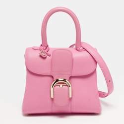 Pre Owned Delvaux Brillant Mini Pink Leather Top Handle Bag