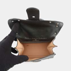 Pre Owned حقيبة ديلفو بريلون ميكرو جلد براءة رمادي درع حديدي