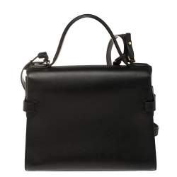 Pre Owned Delvaux Black Leather Tempete MM Top Handle Bag