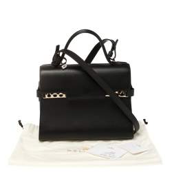Pre Owned Delvaux Black Leather Tempete MM Top Handle Bag