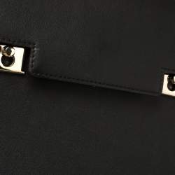 Pre Owned Delvaux Black Leather Tempete MM Top Handle Bag