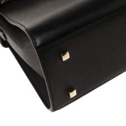 Pre Owned Delvaux Black Leather Tempete MM Top Handle Bag