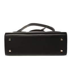 Pre Owned Delvaux Black Leather Tempete MM Top Handle Bag