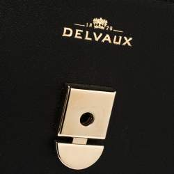 Pre Owned Delvaux Black Leather Tempete MM Top Handle Bag