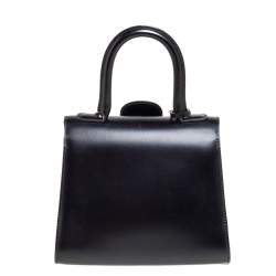Delvaux Black Leather Mini Le Brillant Top Handle Bag