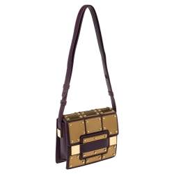 Delvaux Gold/Purple Leather Iron Shield Mini Madame Crossbody Bag 